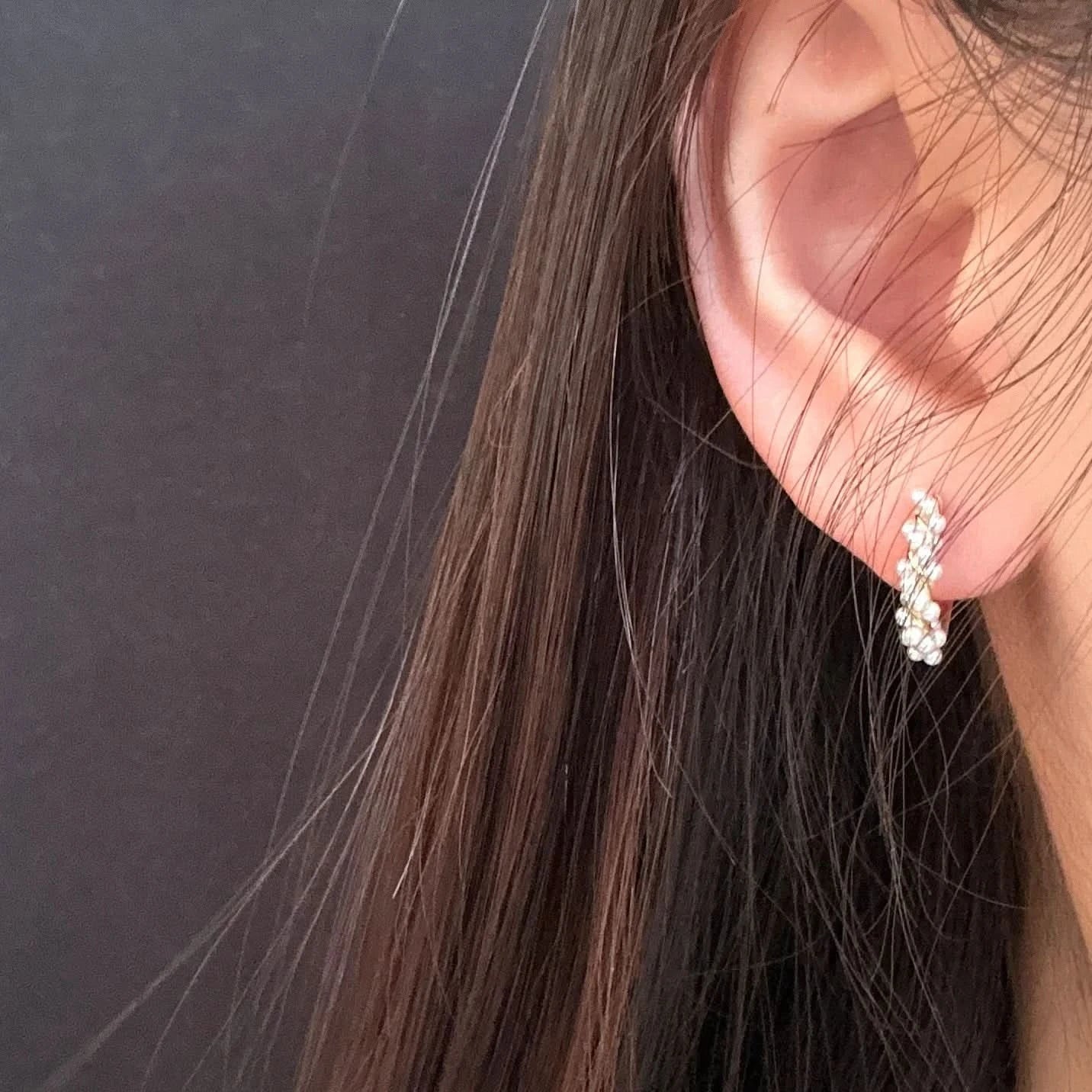 Twisted Pearl Mini Hoop Earrings