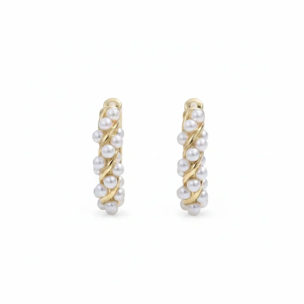 Twisted Pearl Mini Hoop Earrings