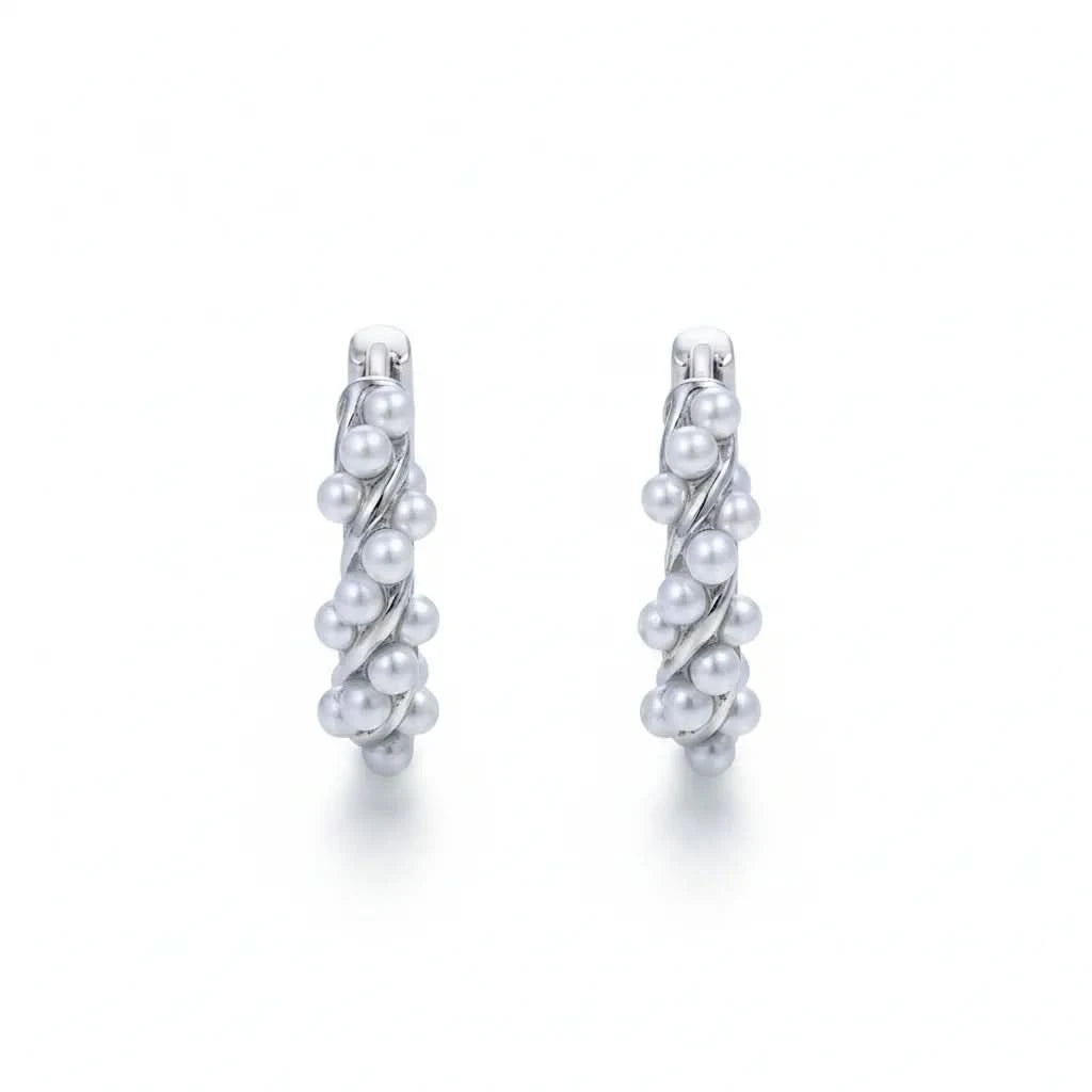 Twisted Pearl Mini Hoop Earrings