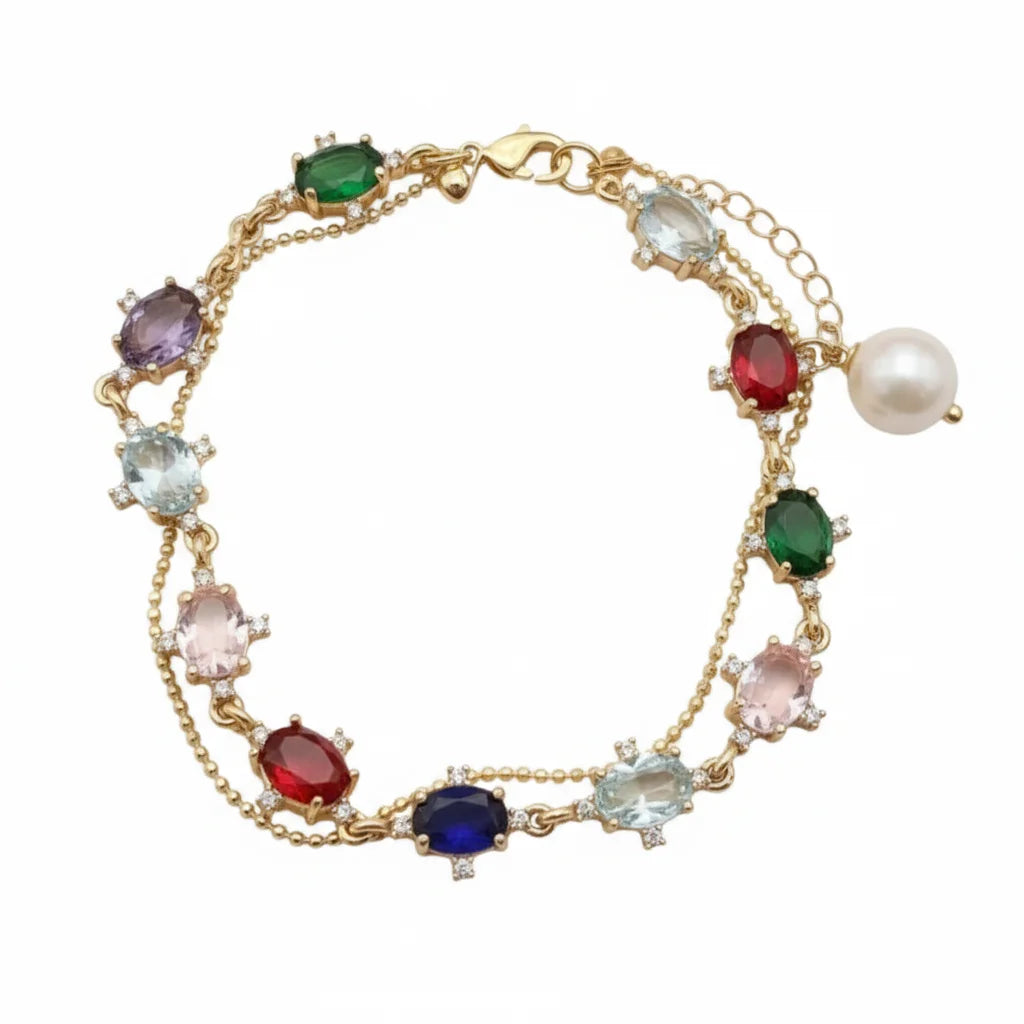Two-layer multi-colour Cristal Bracelet