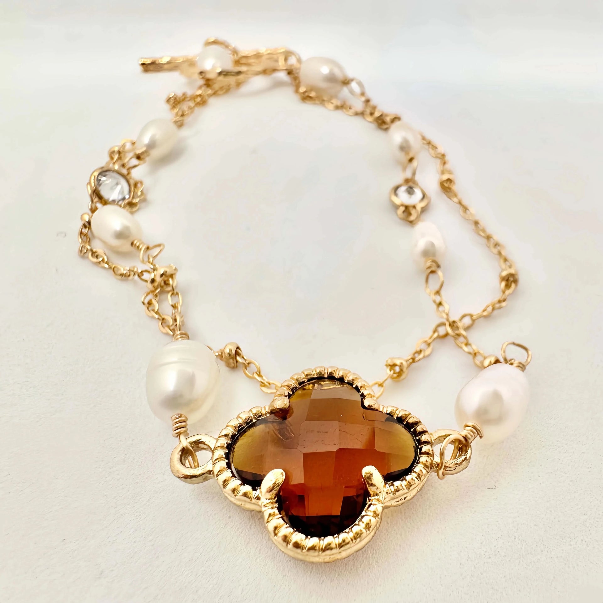 Two Layers Pearl Crystal Bracelet