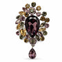 Vintage Amethyst crystal cluster drop brooch on a white background