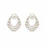 Gold-tone freshwater pearl stud earrings with layered baguette crystal teardrops