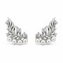 Sterling silver feather ear climber earrings with pearls and clear stone accents