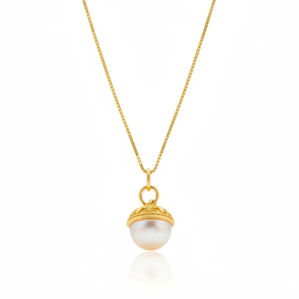 Vintage Hollow Pearl Pendant Necklace