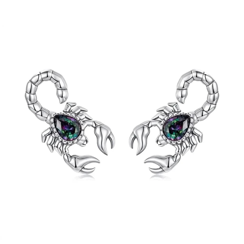 Vintage Scorpion Mystic Stone Stud Earrings