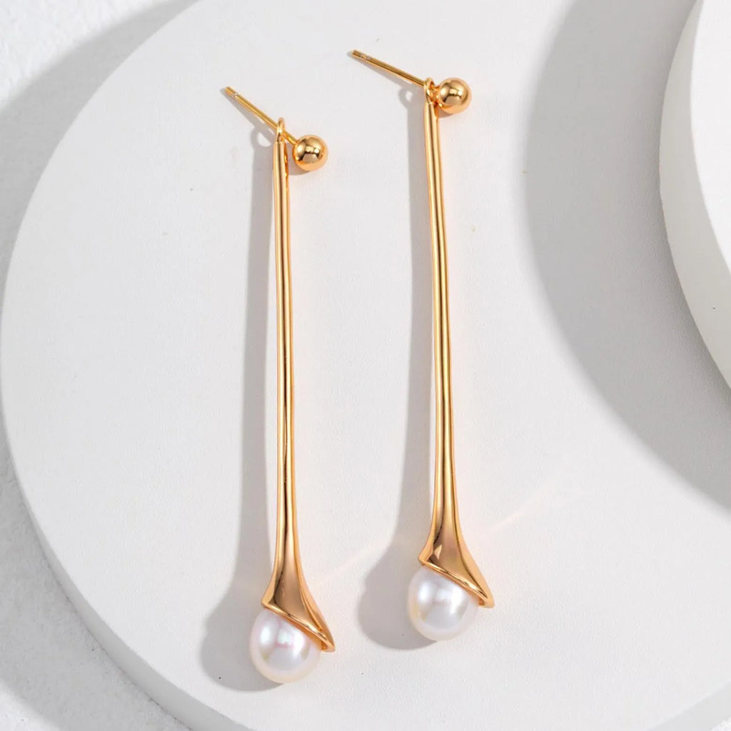 Waterdrop design detachable pearl earrings - Angel Barocco