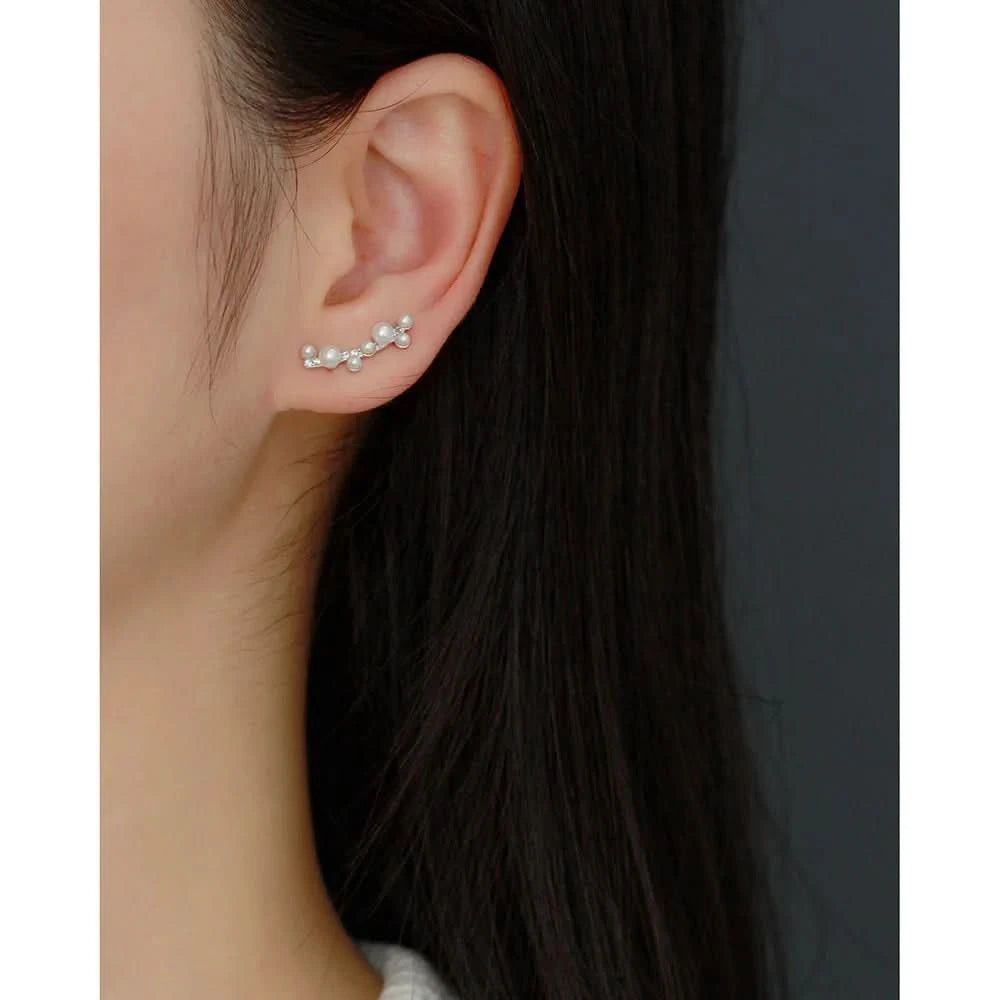 Minimalist Freshwater Pearl Climber Earrings