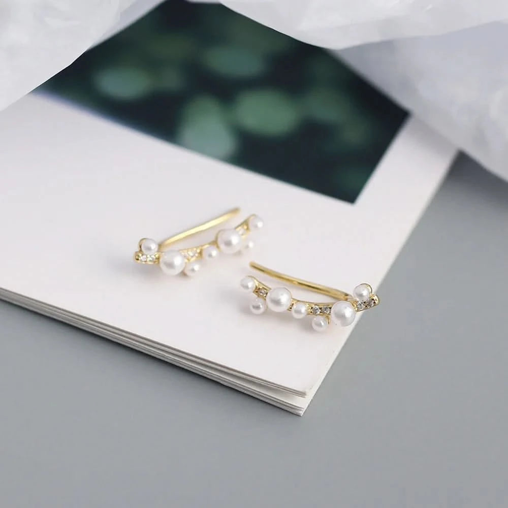 Minimalist Freshwater Pearl Climber Earrings
