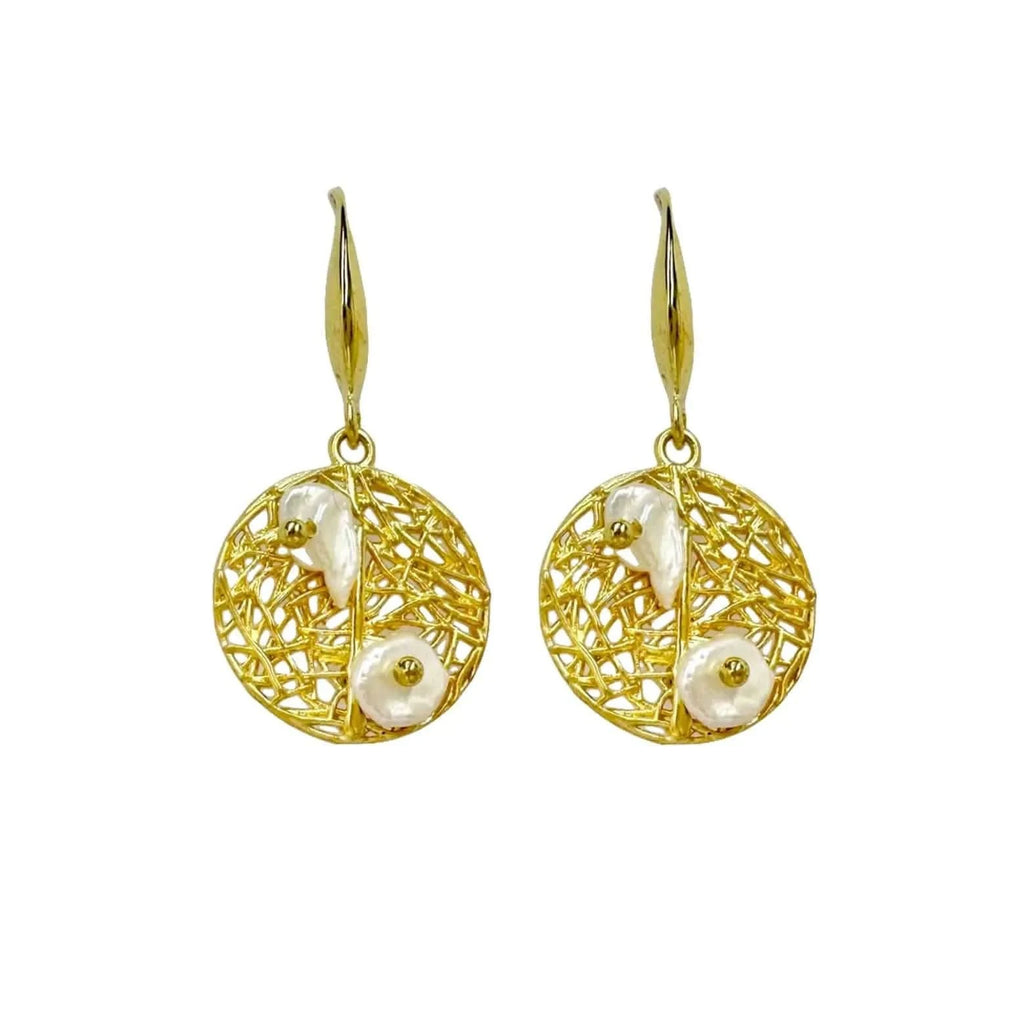 Baroque pearl set in gold vermeil earrings- 18k gold plated - Angel Barocco