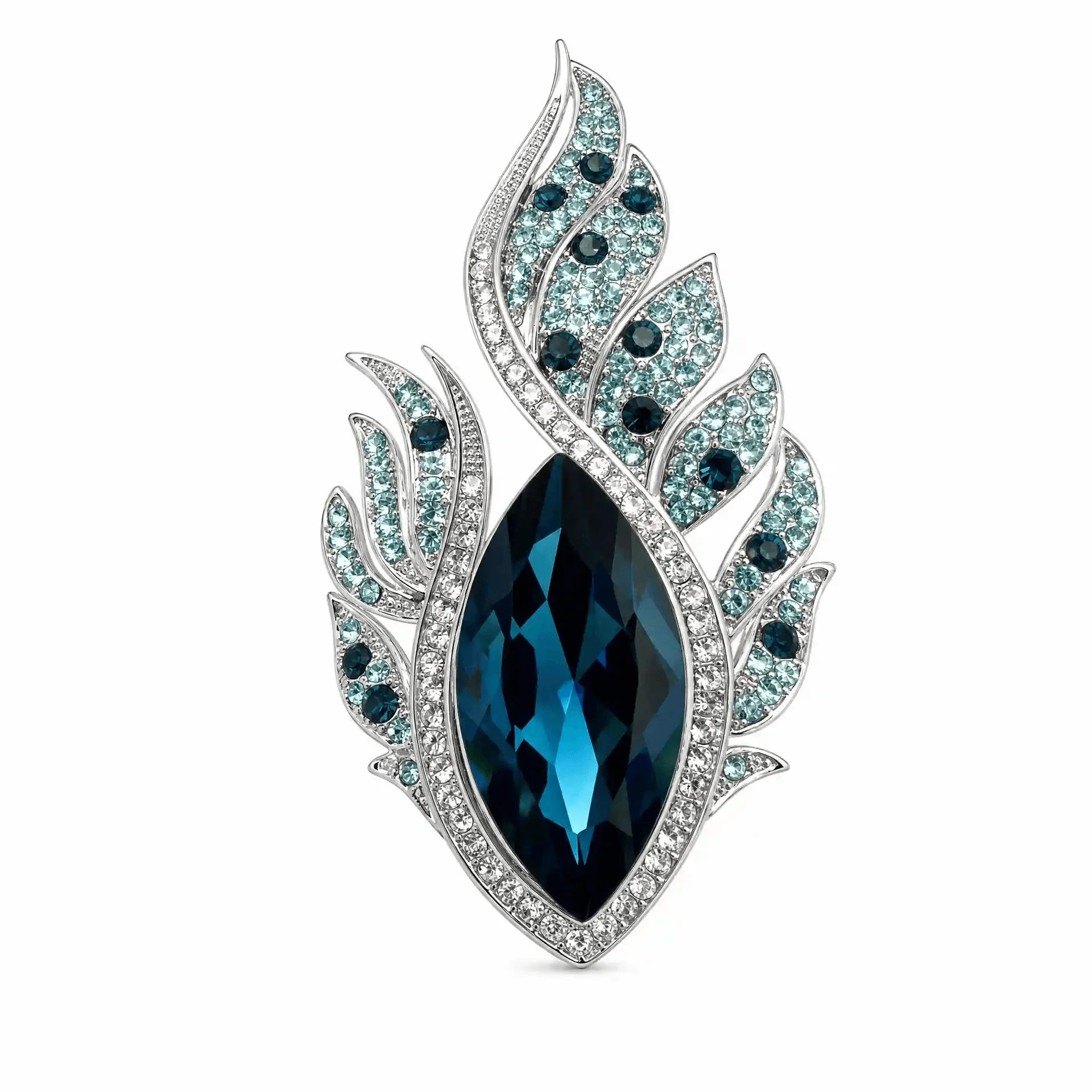 Flame Leaf Crystal Brooch