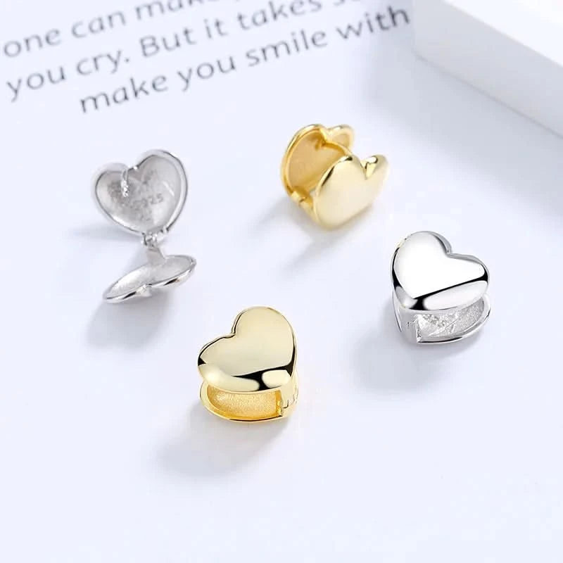 Polished Heart Sterling Silver Stud Earrings