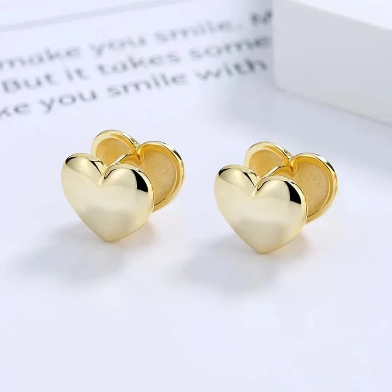 Polished Heart Sterling Silver Stud Earrings