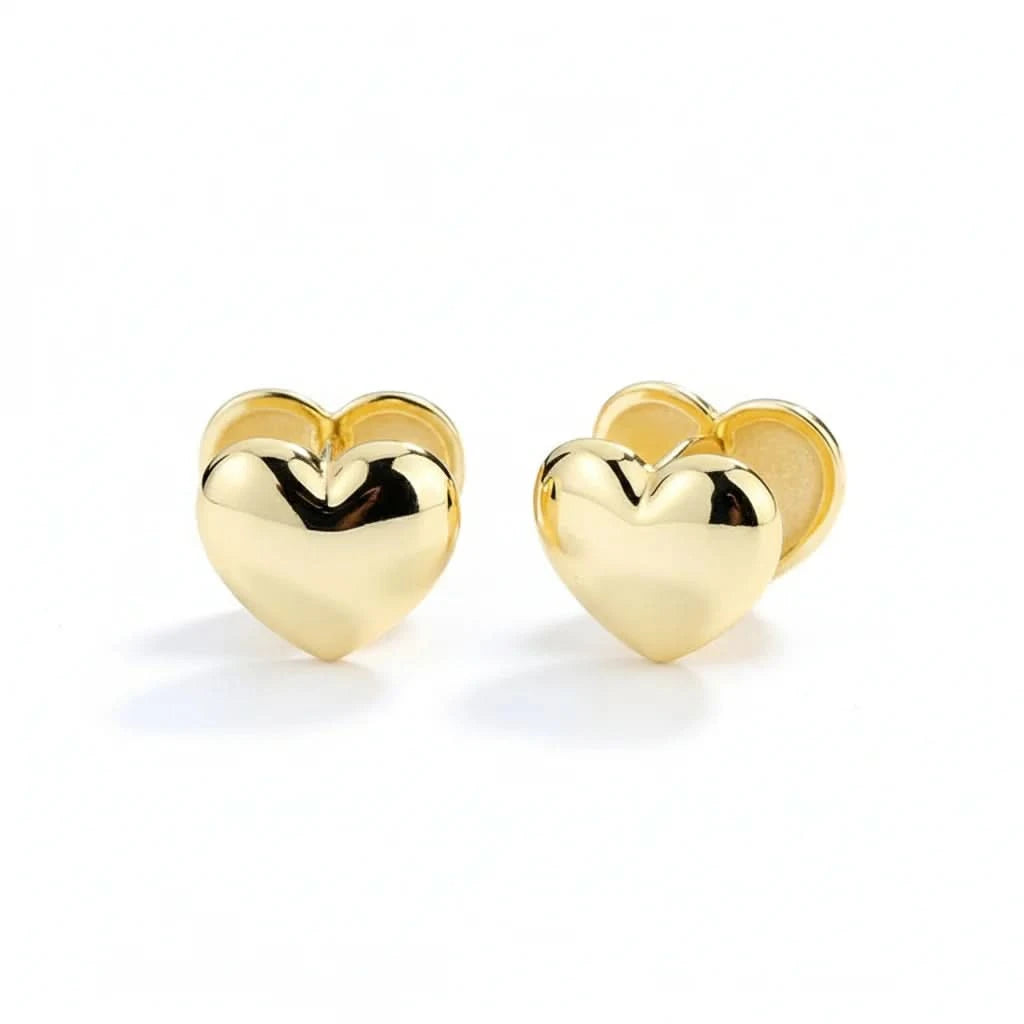 Polished Heart Sterling Silver Stud Earrings
