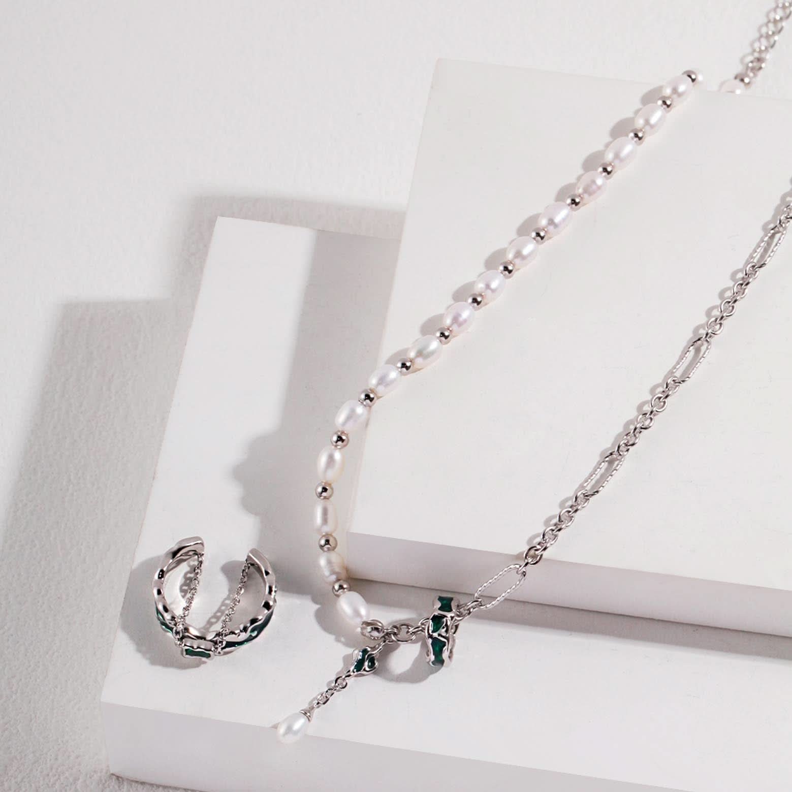 Drip Glaze Bead Pearl Necklace - Angel Barocco