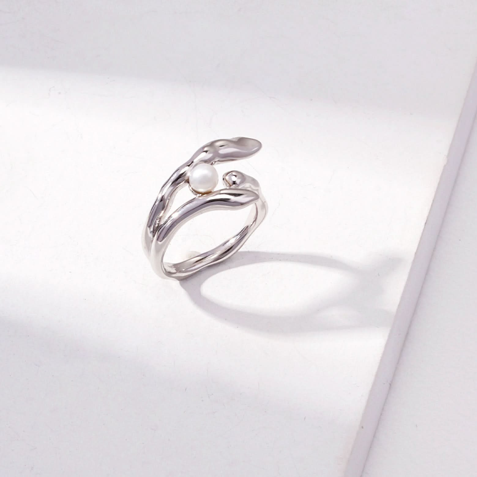 Sterling Silver Adjustable Pearl Ring