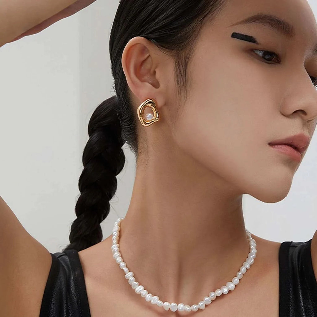 pearl stud earrings