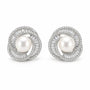 Close-up of freshwater pearl centre and interlocking crystal-set bands