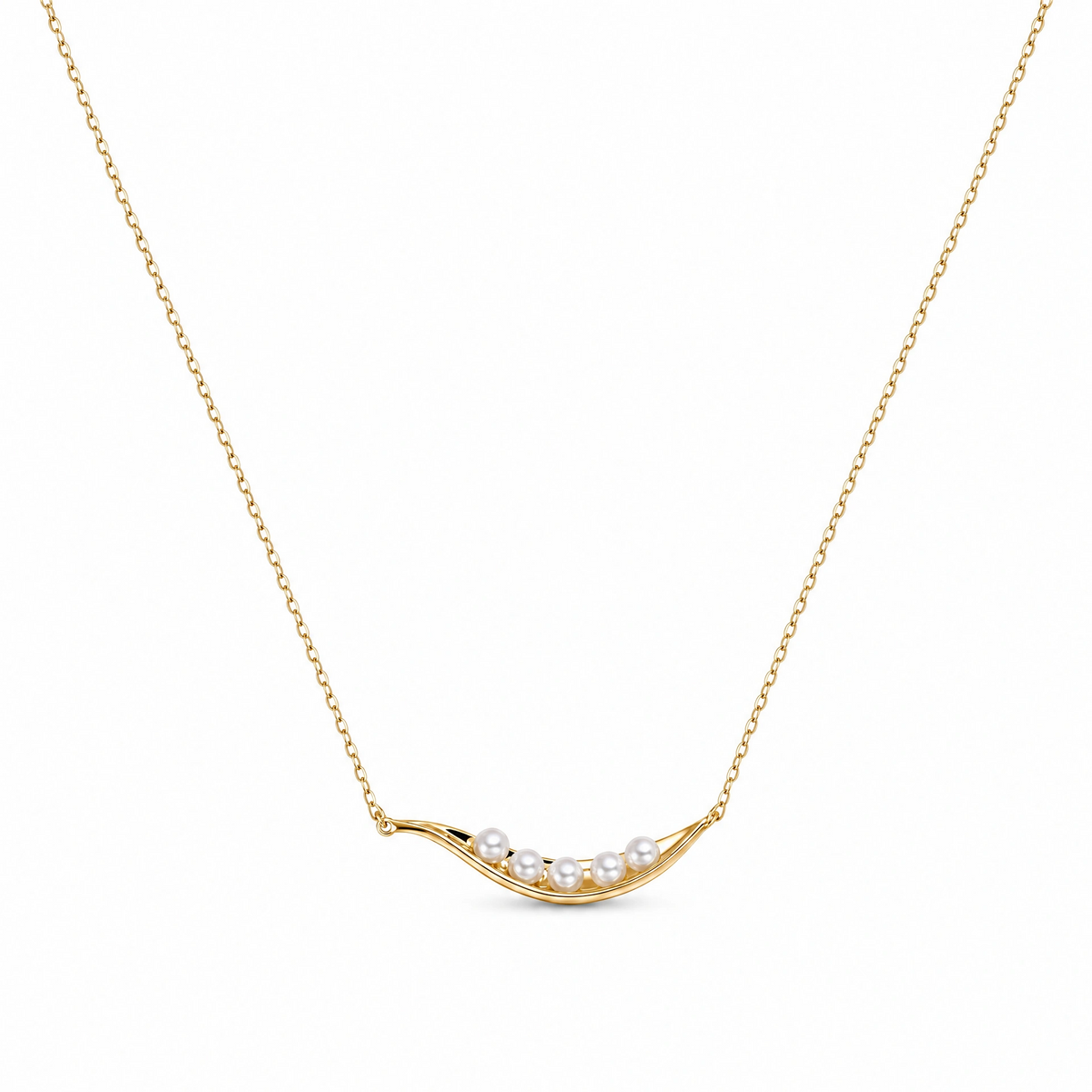Pea Pod Charm Pearls Necklace