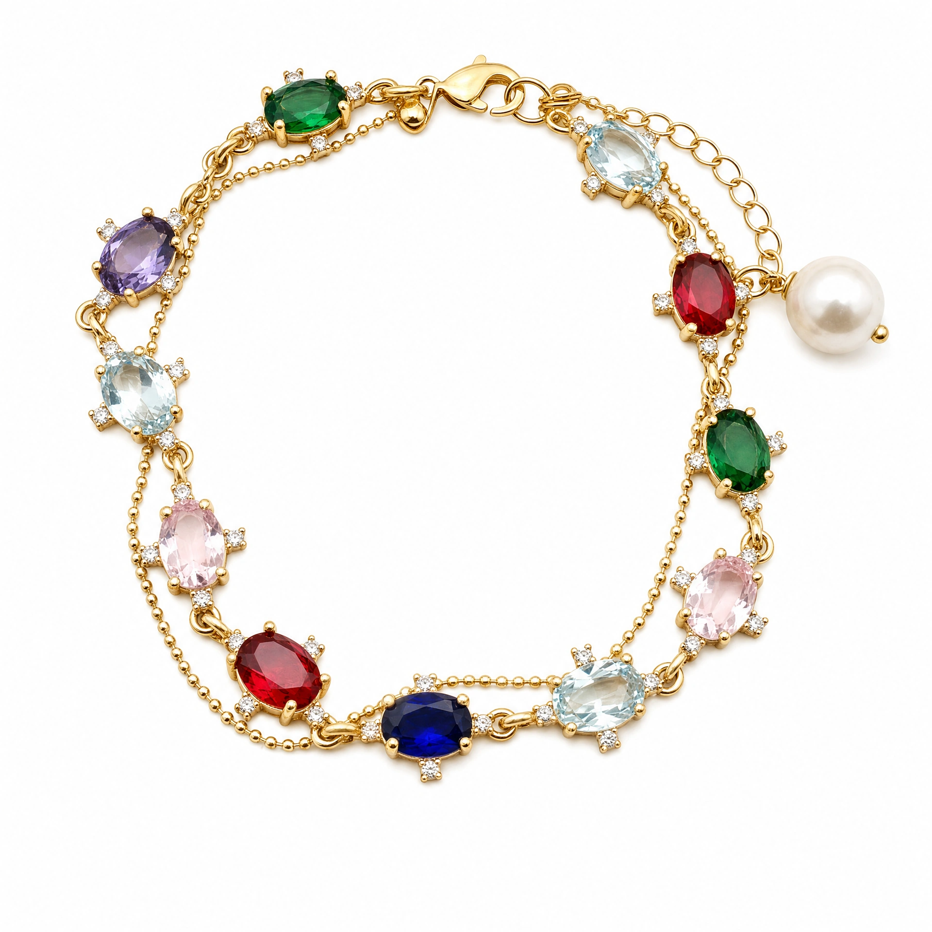 Two-layer multi-colour Cristal Bracelet