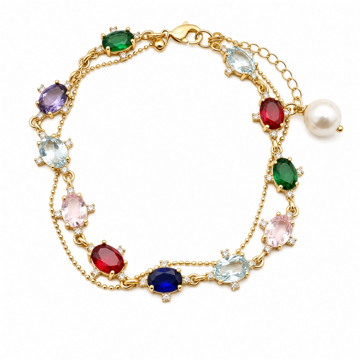 Two-layer multi-colour Cristal Bracelet