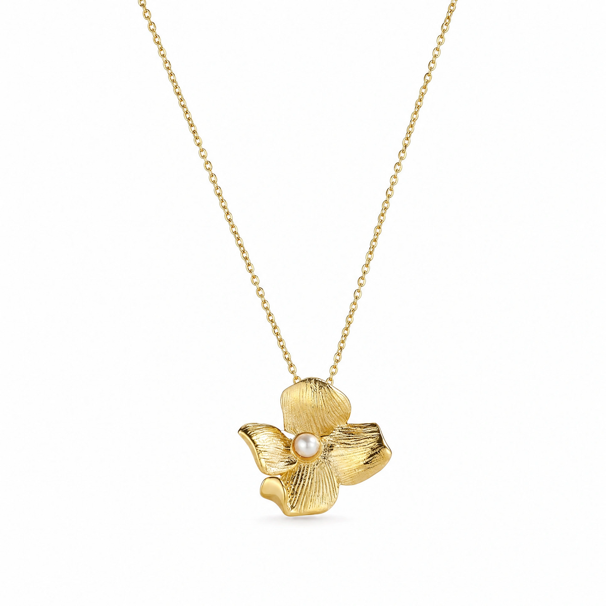 Silver Gold Flower Adjustable Pearl Necklace