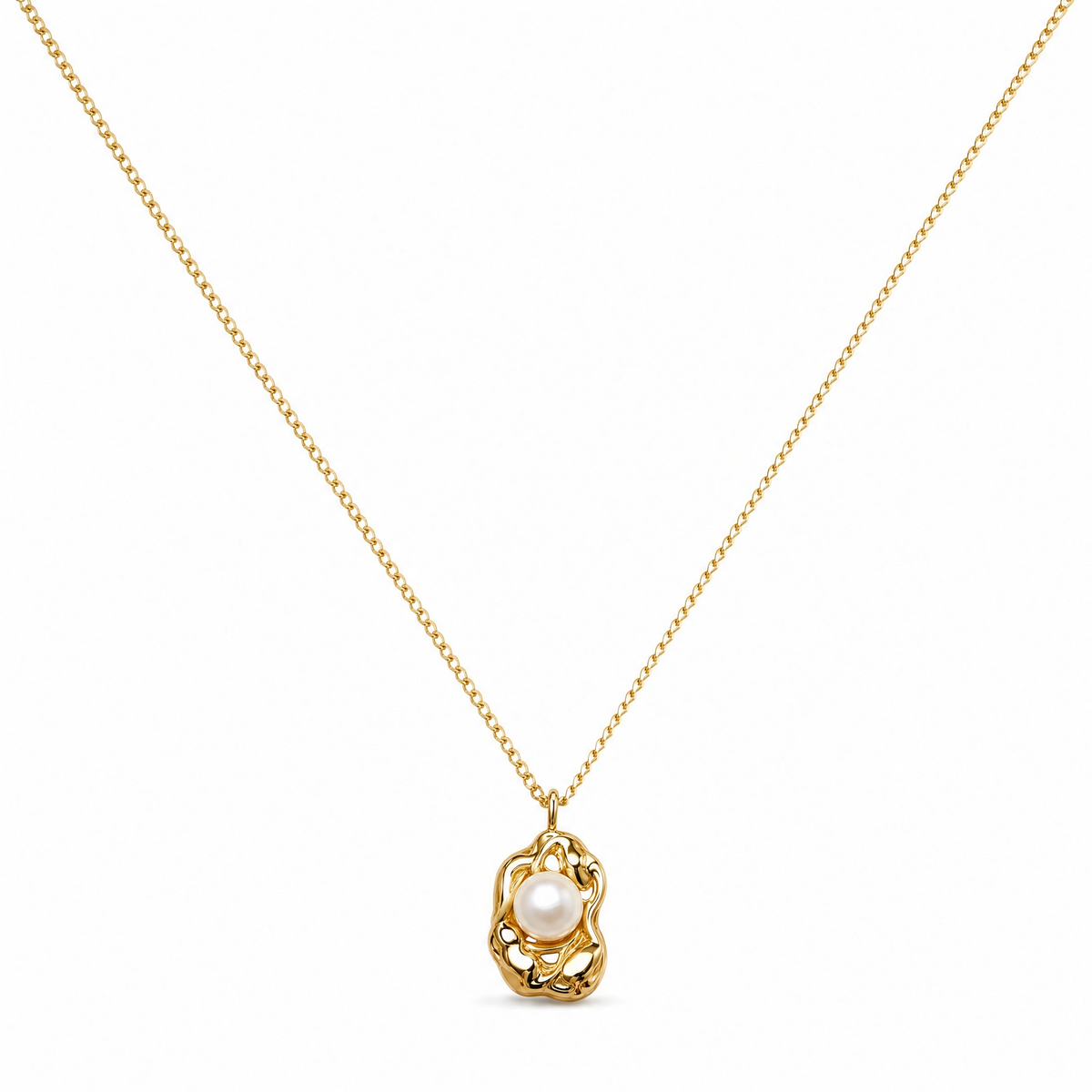 Pearl Pendant Necklace Features a Lava Design