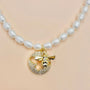 Graduated Pearl Necklace with Bee pendant - Angel Barocco