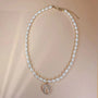 Graduated Pearl Necklace with Gold Heart pendant - Angel Barocco