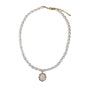 Graduated Pearl Necklace with Gold Heart pendant - Angel Barocco
