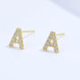 Diamond Letter Initial Silver Stud Earring- a pair