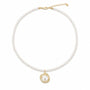 Freshwater pearl strand necklace with oval pearl halo pendant and gold-tone clasp