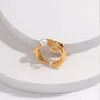Pearl adjustable ring features a lava design - Angel Barocco