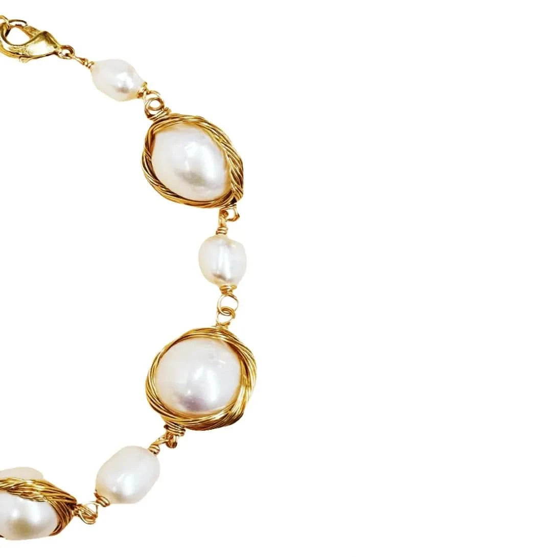 Pearl Bracelet Gold plated- 925 Sliver - Angel Barocco