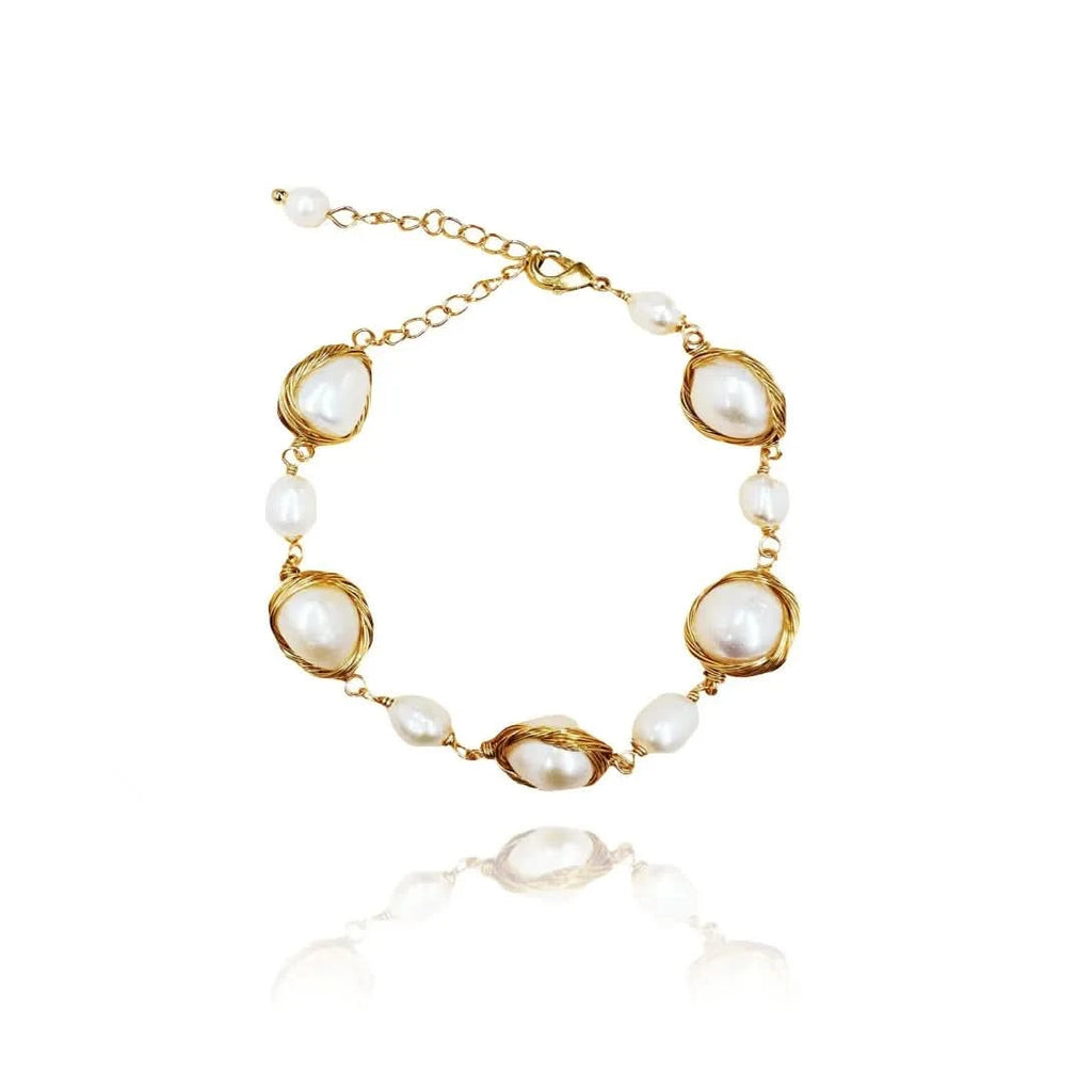 Pearl Bracelet Gold plated- 925 Sliver - Angel Barocco