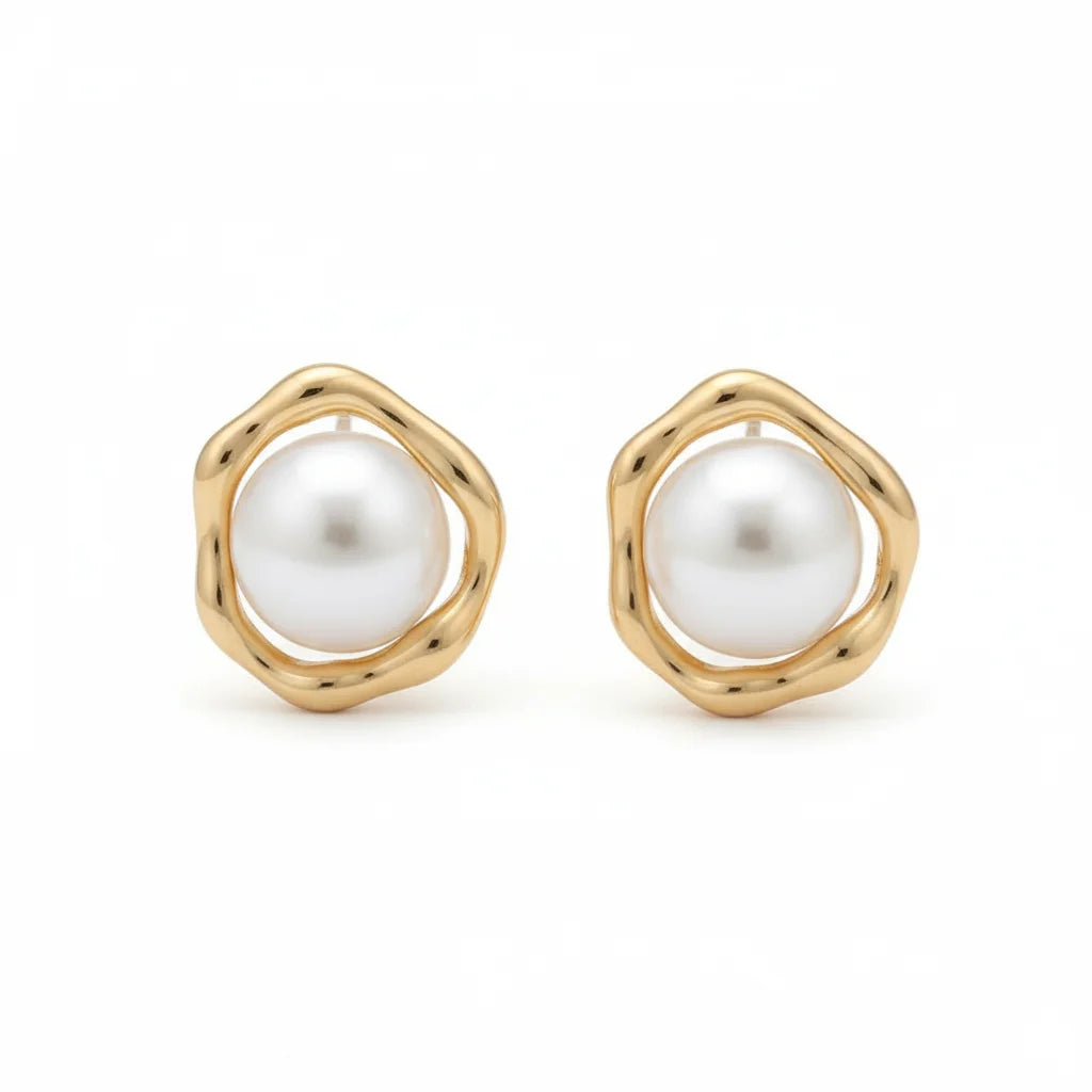 Freshwater Round Pearl Stud Earrings