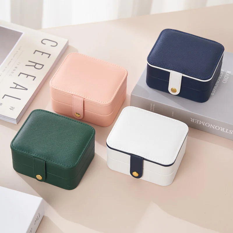 Square Leather Portable Jewelry Box