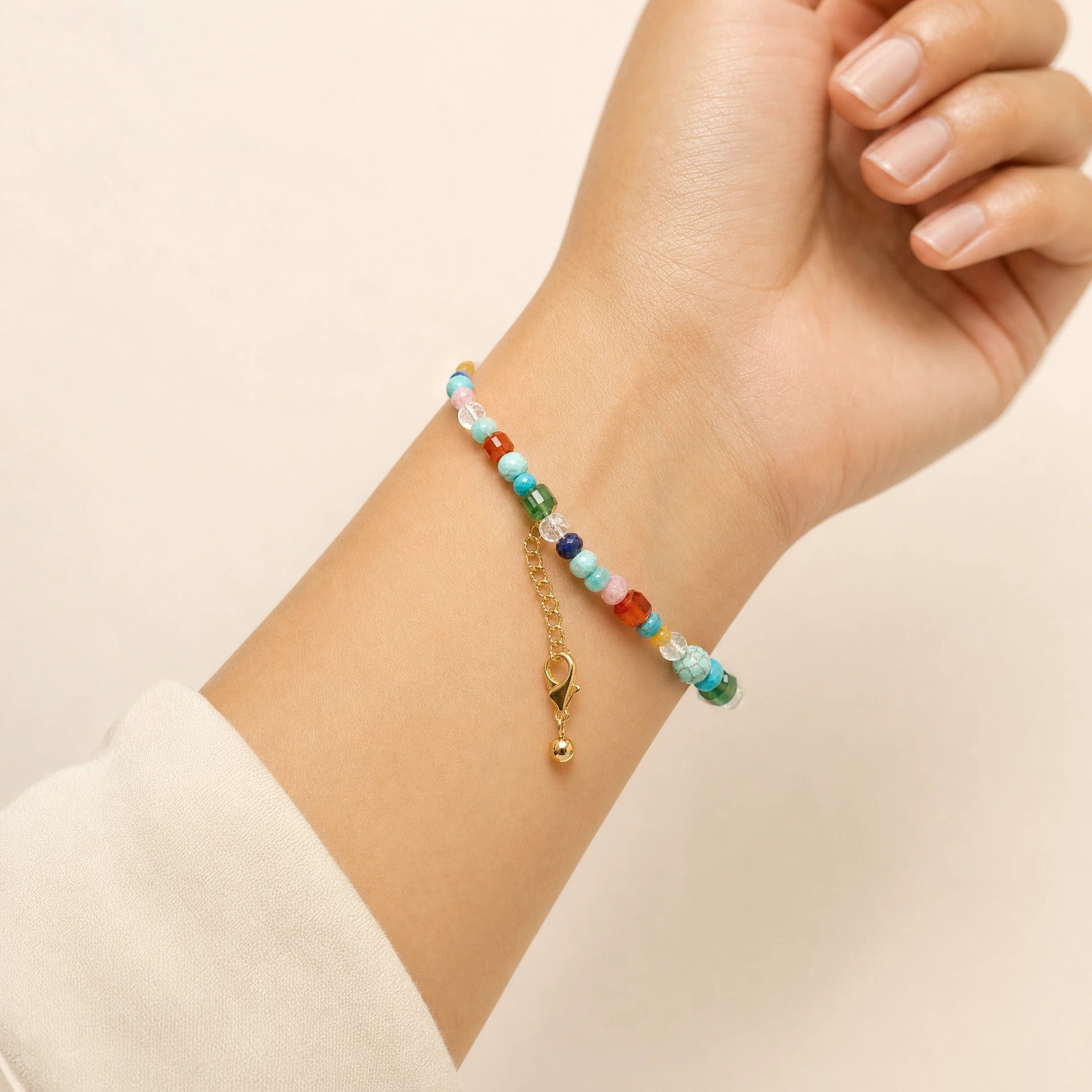 Rainbow Multi-Gemstone Beaded Bracelet