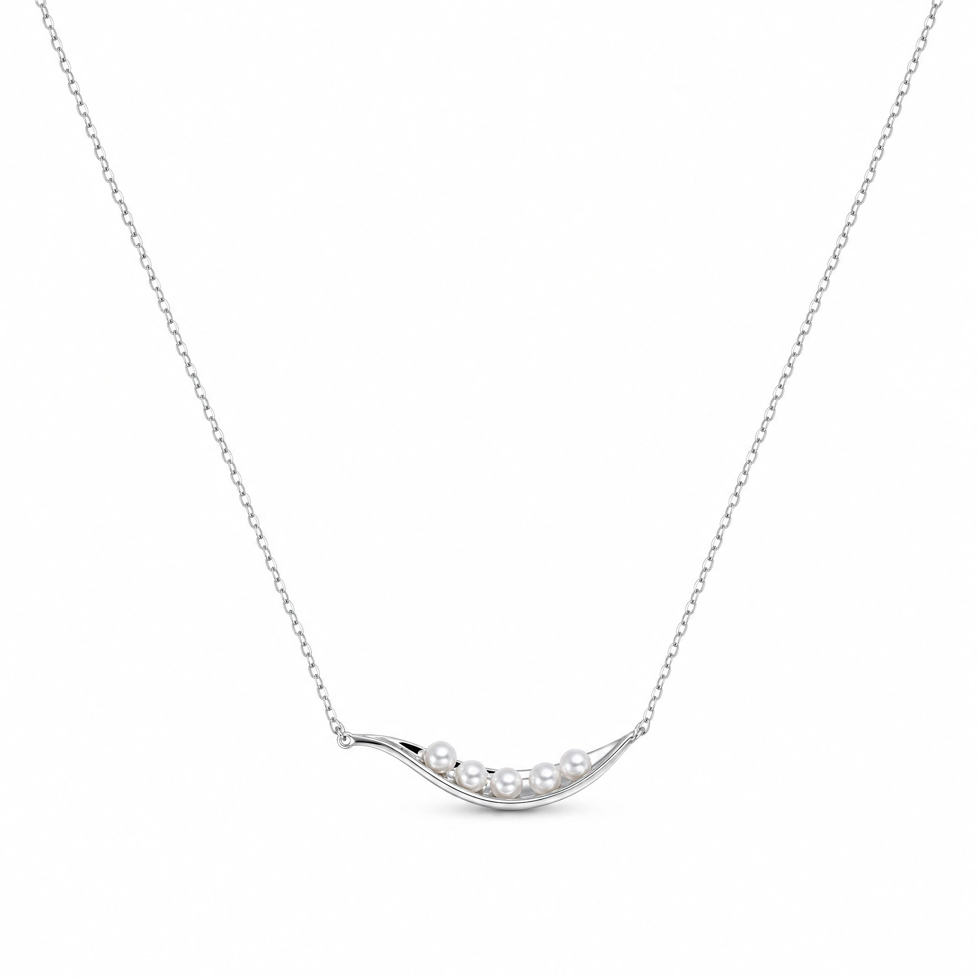 Pea Pod Charm Pearls Necklace