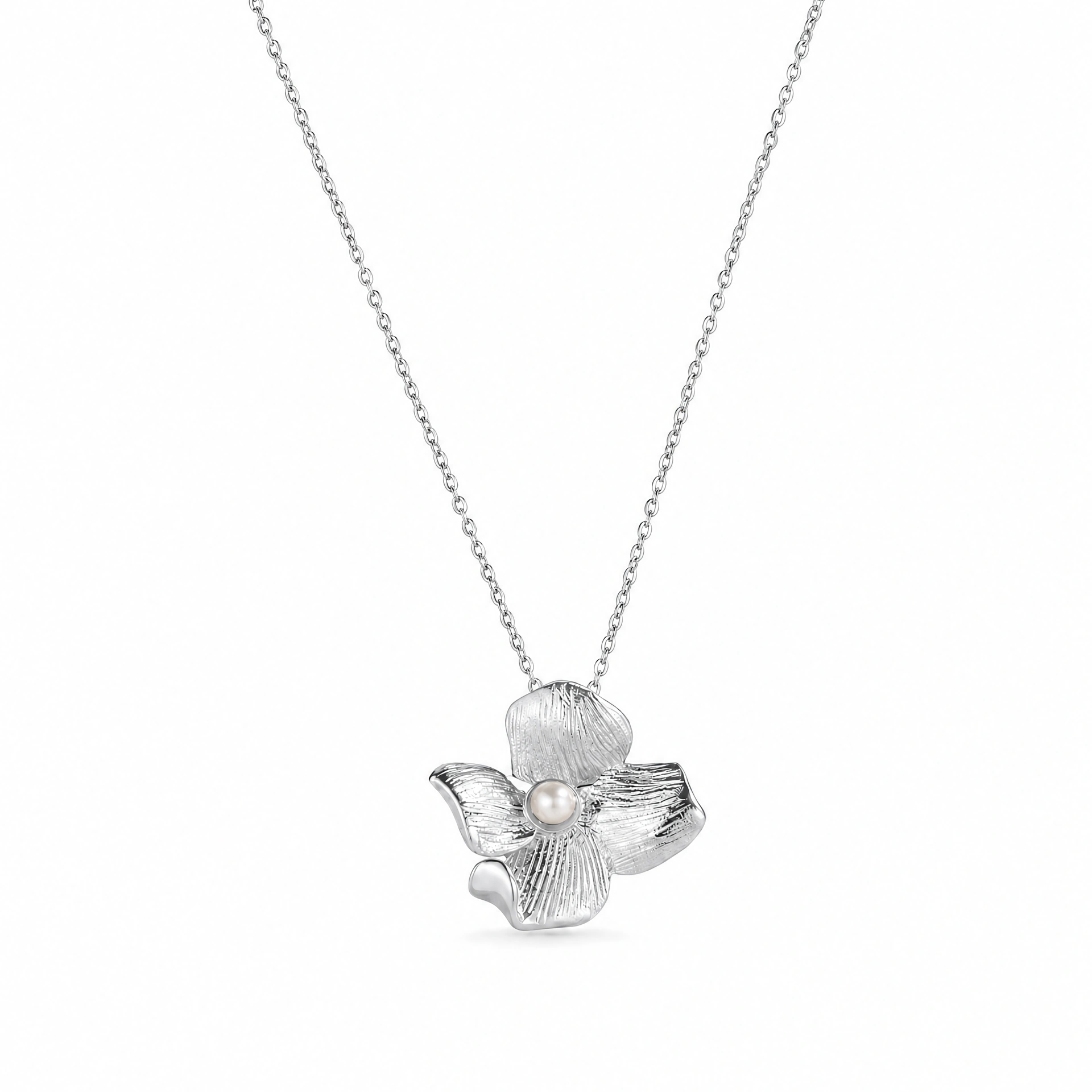 Silver Gold Flower Adjustable Pearl Necklace