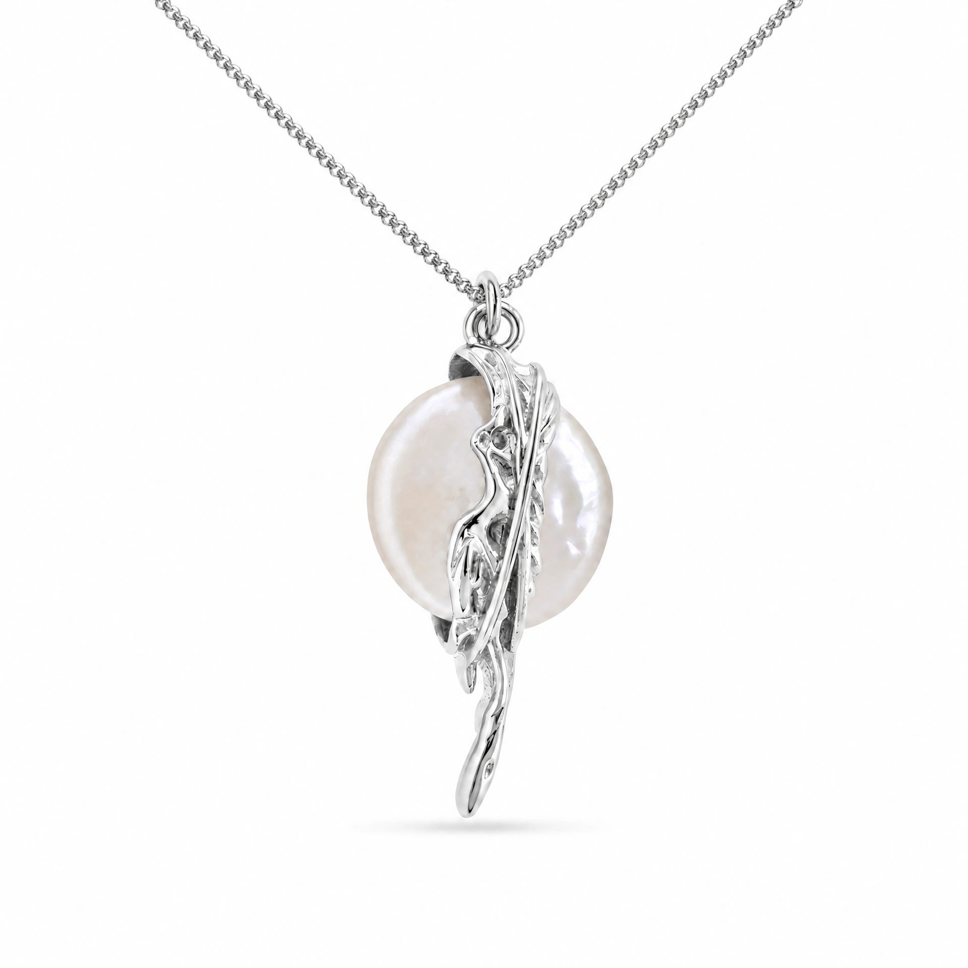 Angel Wings Button Baroque Pearl necklace