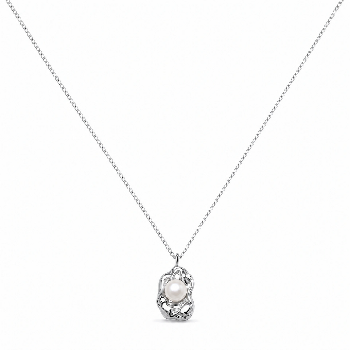 Pearl Pendant Necklace Features a Lava Design