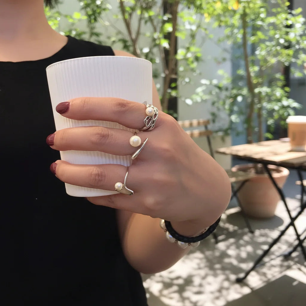 Pearl Ring features a lava design- Adjustable