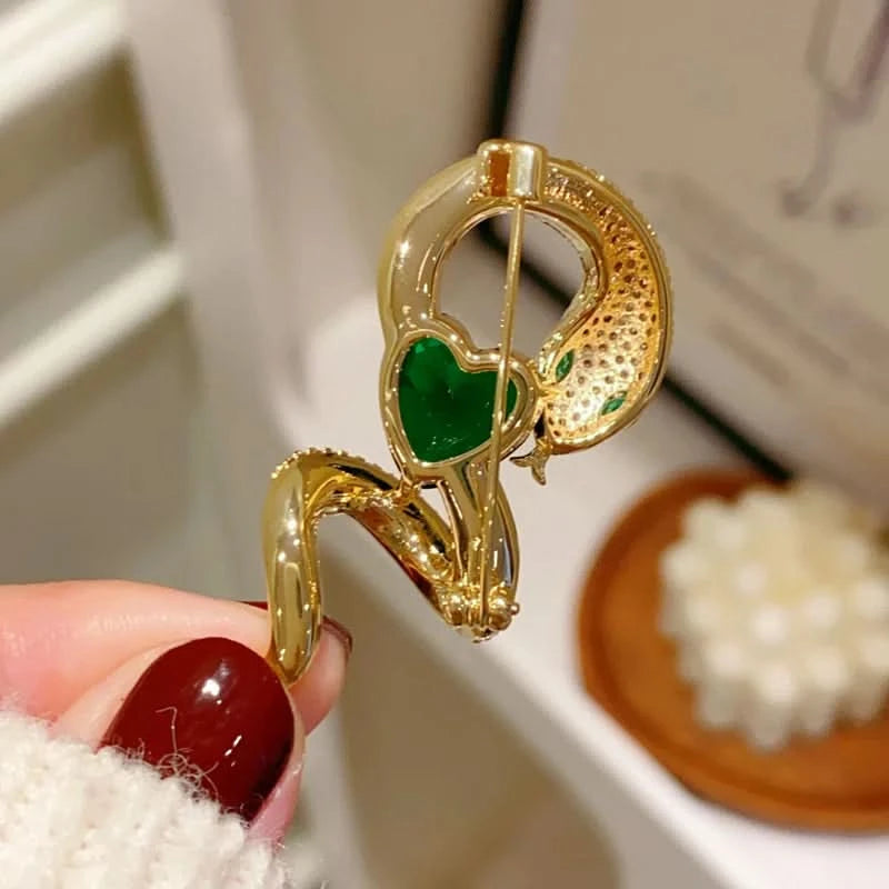 Serpent Heart Crystal Brooch