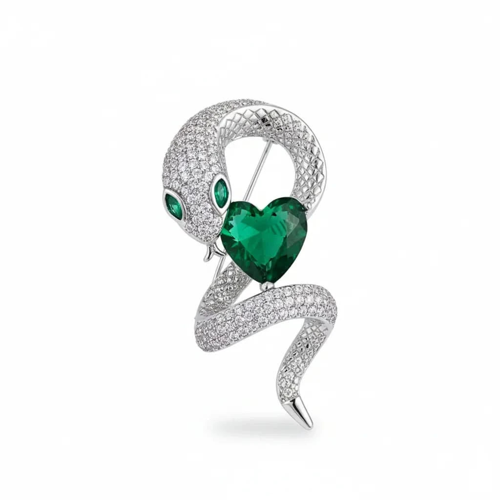 Serpent Heart Crystal Brooch