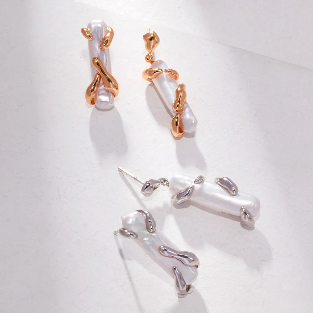Stick Baroque pearl earrings - Angel Barocco