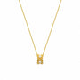 Gold-tone double flower pendant necklace with white pearl-style centres