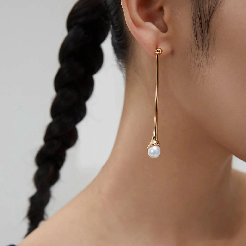 Waterdrop design detachable pearl earrings - Angel Barocco