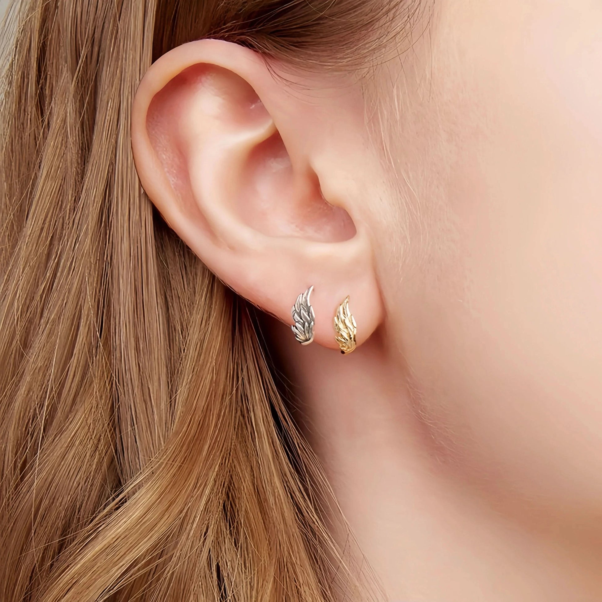 Angel Wing Sterling Silver Hoop Earrings