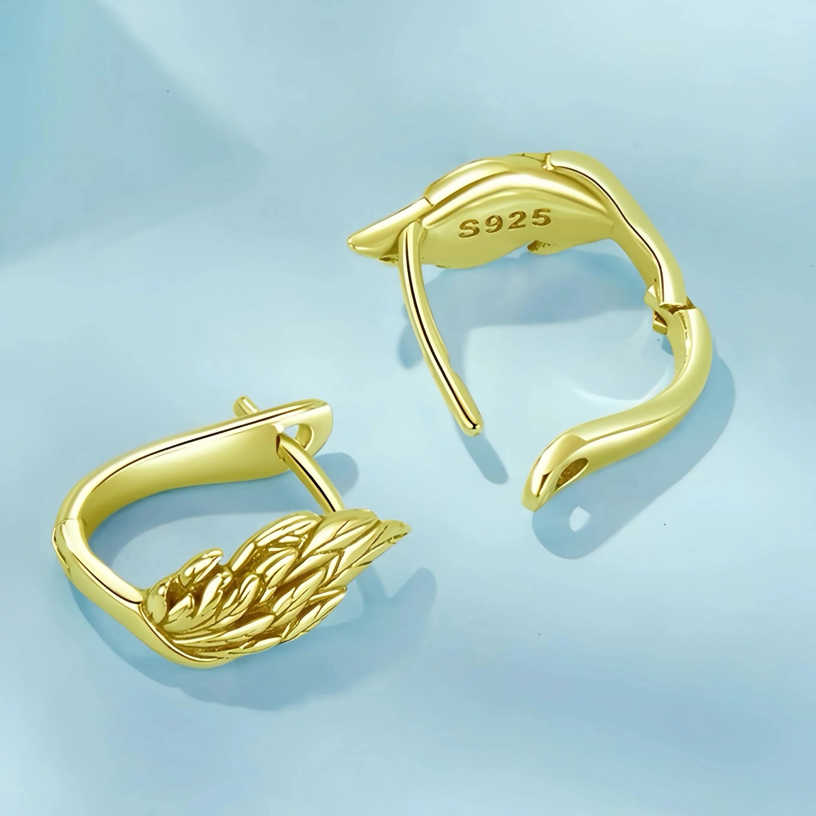 Angel Wing Sterling Silver Hoop Earrings